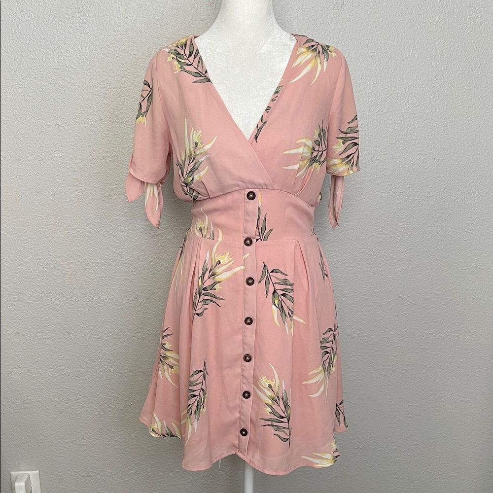 Sienna Sky Pink Floral Blouson Mini Dress Size XS